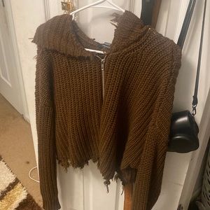 Brown sweater cropped top